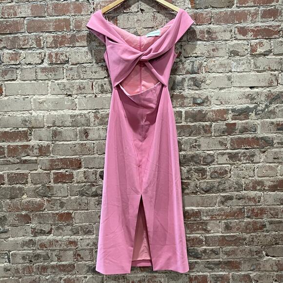 Finders Keepers Pink Off The Shoulder Mae Midi Dress Size 4 Small - Picture 2 of 7